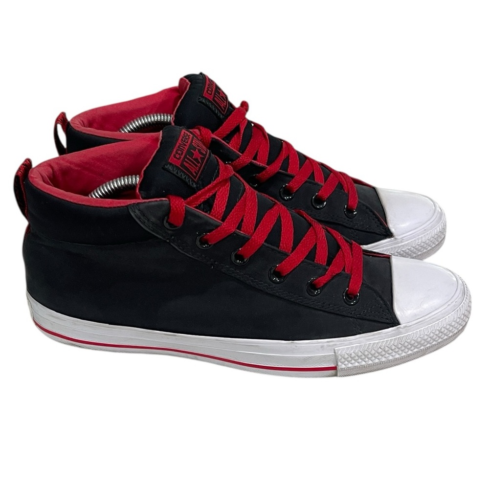 Converse All Star Chuck Taylor Street Mid Casual Sneakers Men’s SZ 8.5 Black Red